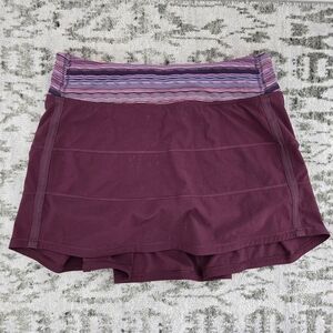 Lululemon Burgundy Athletic Skort with Pink Stripe Waistband
